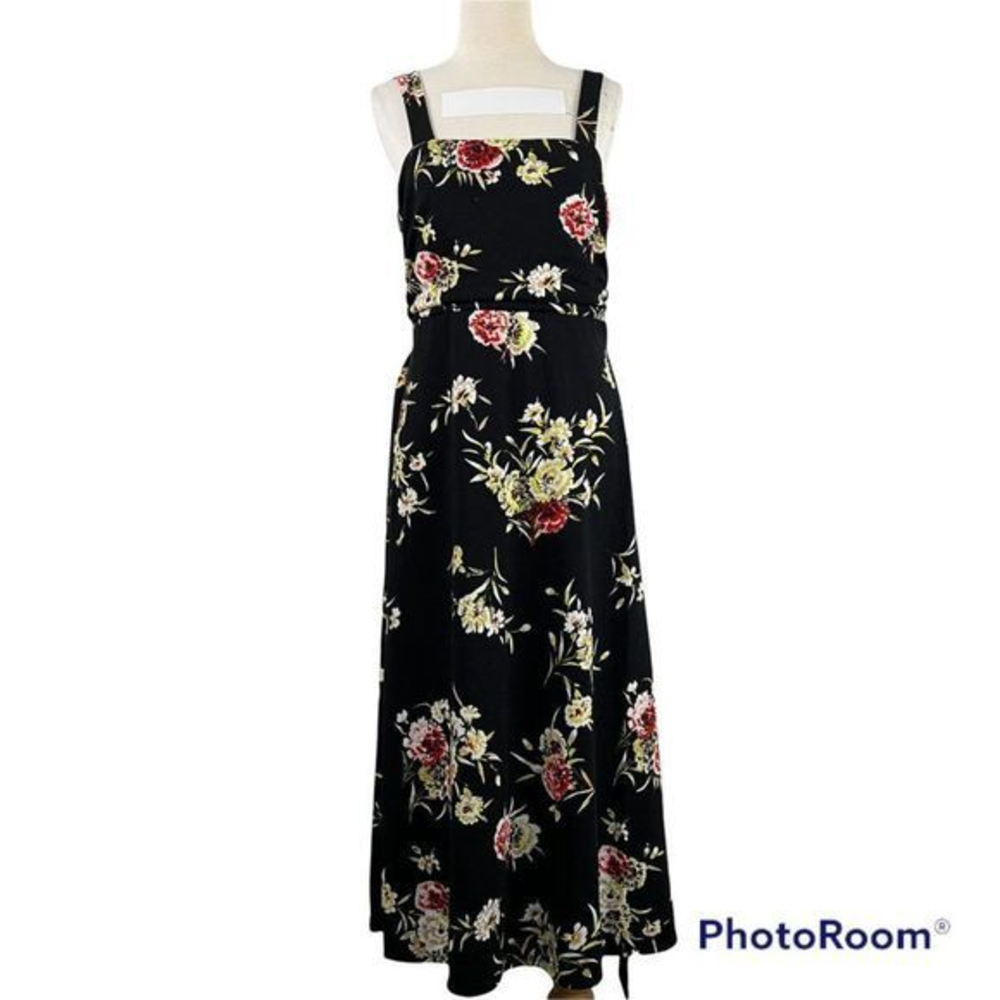 NWT FOURTEENTH PLACE‎ Black Tropical Floral Sleeveless Dress (M)